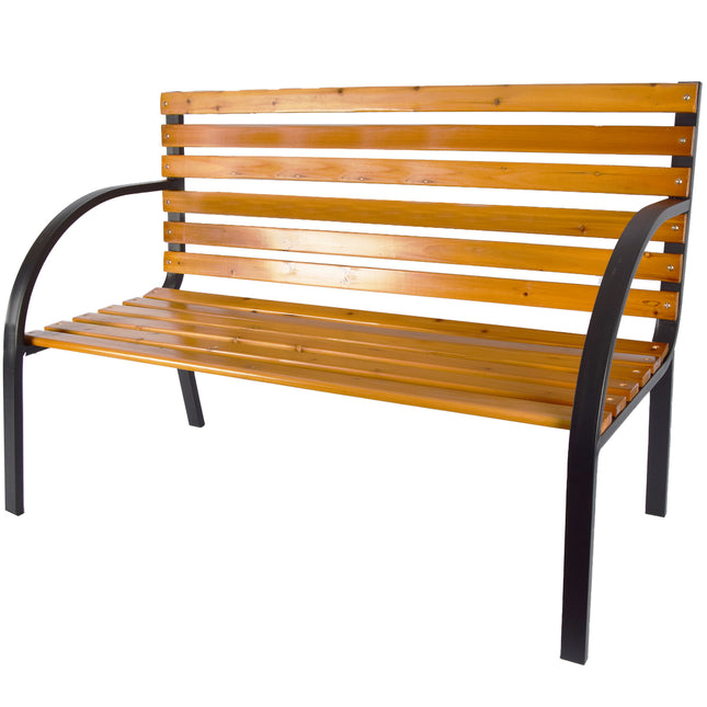 Tuinbank | Buitenbank | bruin/zwart | 10.10kg | Tuinbankje | hout & staal | Parkbankje | 120cm*62cm*120cm