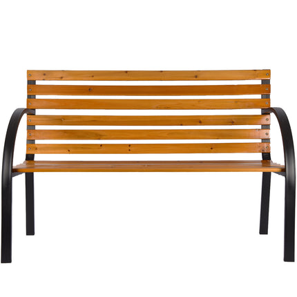 Tuinbank | Buitenbank | bruin/zwart | 10.10kg | Tuinbankje | hout & staal | Parkbankje | 120cm*62cm*120cm