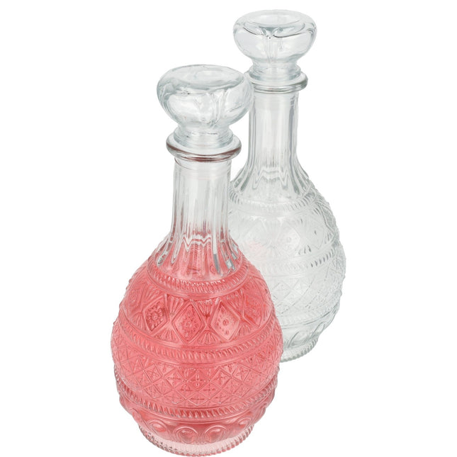 Kristallen Karaffen Set van 2 - Wijnkaraffen Decanteer 1 Liter Elk - Loodvrije Karaf voor Rode Wijn, Whisky, Bourbon & Meer