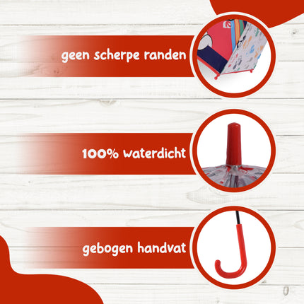 Paraplu | kinderparaplu | Polyester | Stevige paraplu | 70 cm Diameter | Veilig & Vrolijk Desig| Automatische paraplu | Voor Jongens & Meisjes 
