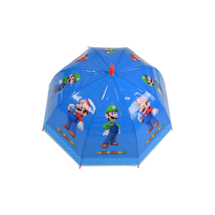 Super Mario-Luigi Kinderparaplu in Blauw & Rood | Kunststof en Aluminium | Diameter 70cm | Lengte 66.5cm | Niet Automatisch | Ideaal vanaf 3 Jaar | Perfect voor Origineel Geschenk