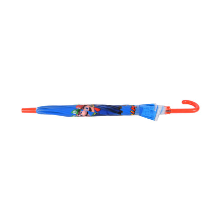 Super Mario-Luigi Kinderparaplu in Blauw & Rood | Kunststof en Aluminium | Diameter 70cm | Lengte 66.5cm | Niet Automatisch | Ideaal vanaf 3 Jaar | Perfect voor Origineel Geschenk