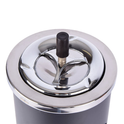 Zwarte RVS Prullenbak met Deksel - 60 CM Hoog - 15 CM Breed - 1240 Gram - Kantoor Keuken
