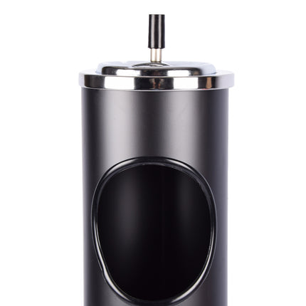 Zwarte RVS Prullenbak met Deksel - 60 CM Hoog - 15 CM Breed - 1240 Gram - Kantoor Keuken