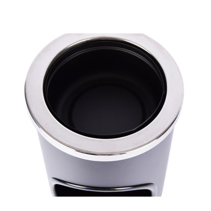 Zwarte RVS Prullenbak met Deksel - 60 CM Hoog - 15 CM Breed - 1240 Gram - Kantoor Keuken