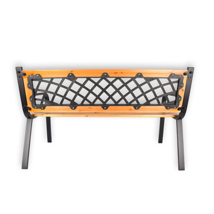 Stijlvol Bruin Tuinbankje voor Twee Personen - Robuust Staal en Hout | 118cm x 52cm x 73cm
