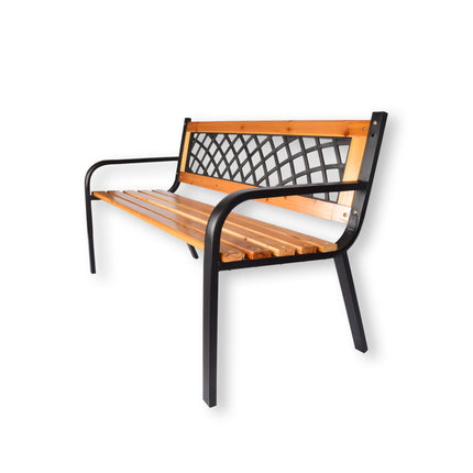 Stijlvol Bruin Tuinbankje voor Twee Personen - Robuust Staal en Hout | 118cm x 52cm x 73cm