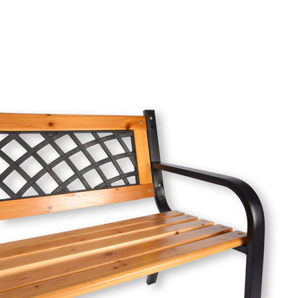 Stijlvol Bruin Tuinbankje voor Twee Personen - Robuust Staal en Hout | 118cm x 52cm x 73cm