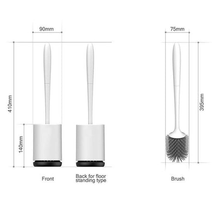 WC Borstel in Houder - Hoge Kwaliteit - Wit - 9cmx41cm - Kwaliteitsvolle Toiletborstel en Houder