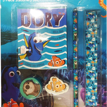 Dory 5-delige schrijfwaren set - liniaal , Potlood , Gum , Puntenslijper en kleine notitieboekje