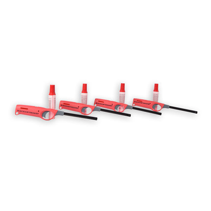 Rode Kunststof Navulbare Barbecue Aanstekers - Set van 4 - Afmetingen 4cm x 26.5cm x 26.5cm - Gewicht 140g