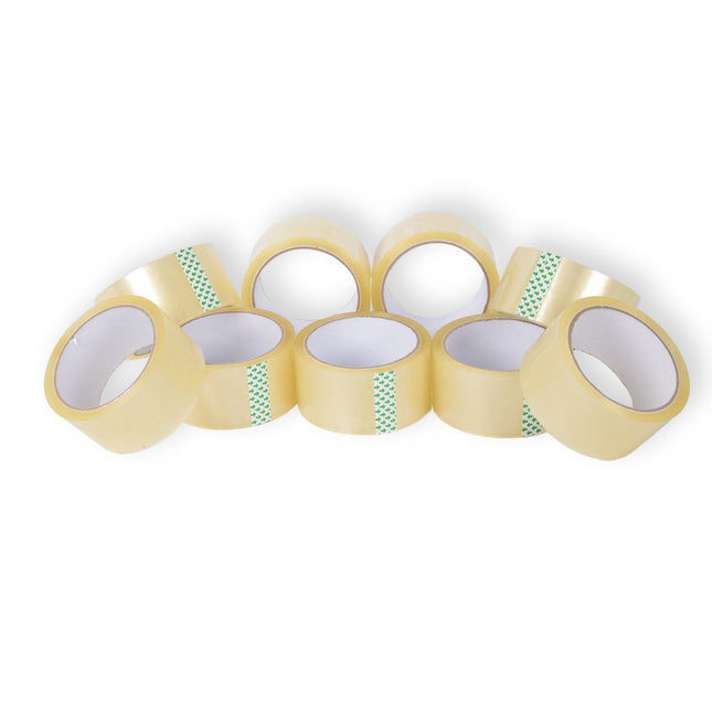 9x Geluidsarm Verpakkingstape - Transparante Plastic Tape - Verpakkingstape Rol - 50m x 4.8cm