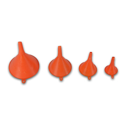 Trechterset 4 Stuks - Oranje Plastic Trechters in Verschillende Maten | Ideaal voor Huishoudelijk Gebruik & Keukenaccessoires | 1 Set