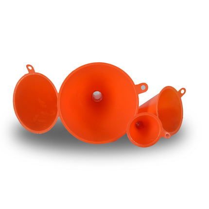 Trechterset 4 Stuks - Oranje Plastic Trechters in Verschillende Maten | Ideaal voor Huishoudelijk Gebruik & Keukenaccessoires | 1 Set