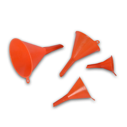 Trechterset 4 Stuks - Oranje Plastic Trechters in Verschillende Maten | Ideaal voor Huishoudelijk Gebruik & Keukenaccessoires | 1 Set