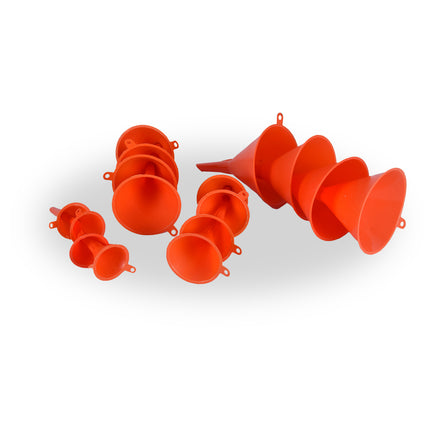 Trechterset - 16 stuks | Oranje Kunststof Trechters | Keukengerei | Keukenaccessoires | Diverse Maten
