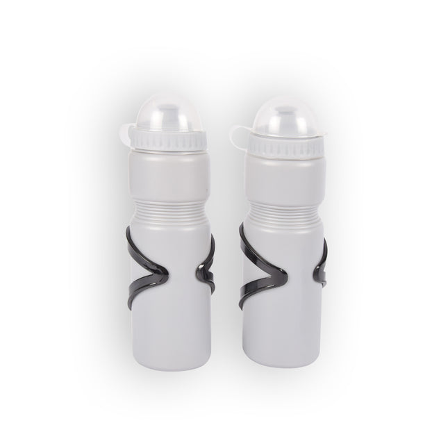 Grijze Fietsbidons met Flessenhouders - Lichtgewicht en Gemakkelijk Mee te Nemen – 2 stuks - Ideale Drinkflessen voor Fietsers - Formaat: 7.5x7.5x25cm