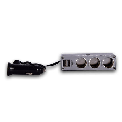 Autolader | Auto Oplader | 5-in-1 | Zwart | USB Splitter | 3.1A | Dubbele USB Poort | 3 12V Verdeelpunten | 50cm Kabel | Autoaccessoires | 4.5cm*11.5cm*4cm 