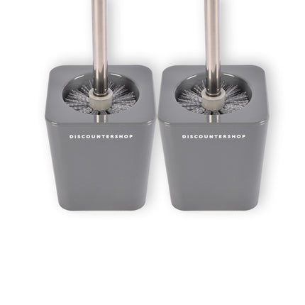 Stijlvolle Grijze Toiletborstel met Houder - Kunststof, 600g, 40cm Hoogte, 11.5cm Breedte, 11.5cm Lengte, 2 Stuks