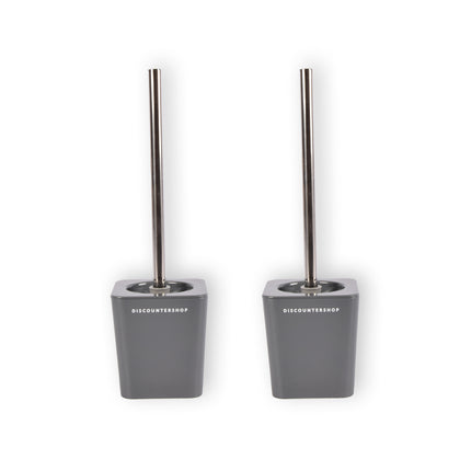Stijlvolle Grijze Toiletborstel met Houder - Kunststof, 600g, 40cm Hoogte, 11.5cm Breedte, 11.5cm Lengte, 2 Stuks