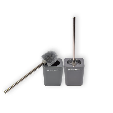Stijlvolle Grijze Toiletborstel met Houder - Kunststof, 600g, 40cm Hoogte, 11.5cm Breedte, 11.5cm Lengte, 2 Stuks