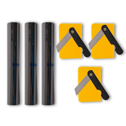3stuks | Raamfolie | kunststof | Zonwerende folie | Zwart | 171g | Autoruit folie | 150cm*20cm 