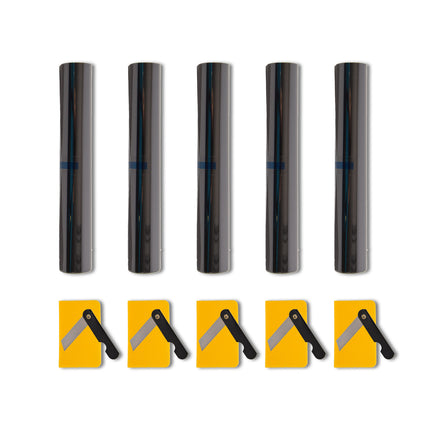 5stuks | Raamfolie | kunststof | Zonwerende folie | Zwart | 286g | Autoruit folie | 150cm*20cm 