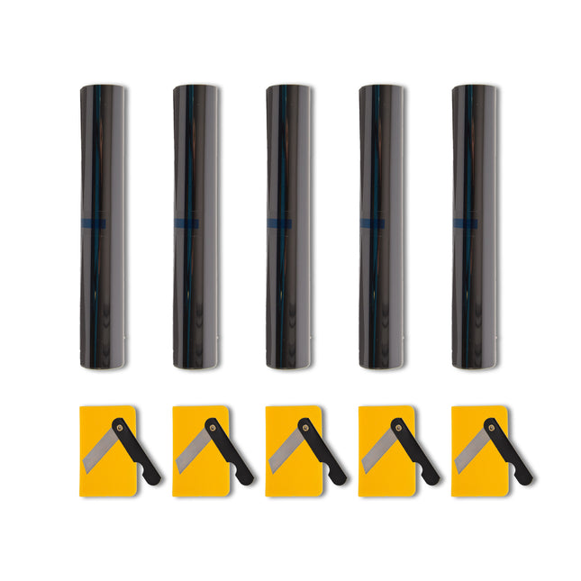 5stuks | Raamfolie | kunststof | Zonwerende folie | Zwart | 286g | Autoruit folie | 150cm*20cm 