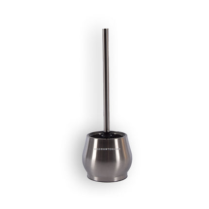 Zilveren Toiletborstel met Houder - WC Accessoires - Roestvrijstaal - 10.5x12x36cm