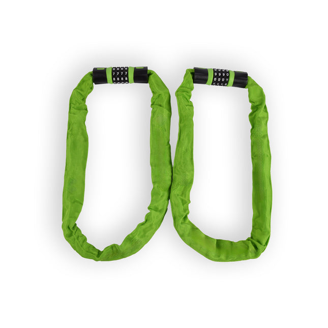 Betrouwbaar Groen Kettingslot met Cijfercombinatie - Set van 2x 90cm - 1100g - Sterk Staal & Kunststof