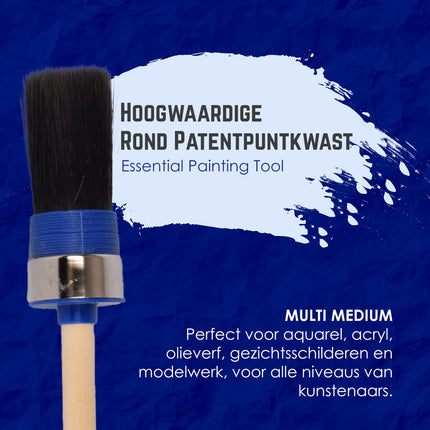 Kwalitatieve Synthetische Verfkwasten - Brede en Ronde Kwasten - Zwart - 4x25 cm