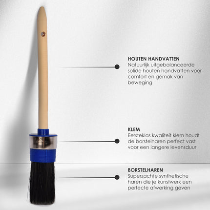 Hoogwaardige Zwarte Verfkwasten van Hout - Breedte 3.50 cm - Lengte 25 cm