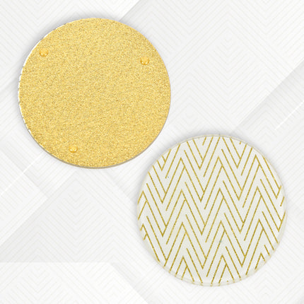 Woondecoratie Glazen Kaarshouder Goud | Set van 5 Witte en Gouden Onderzetters | Diameter 10cm | Hoogte 1cm | Hittebestendig Vlekbestendig | Antislip Onderzetters | Waterdicht en Wasbaar | Perfect Onderzetters voor Huis en Bar