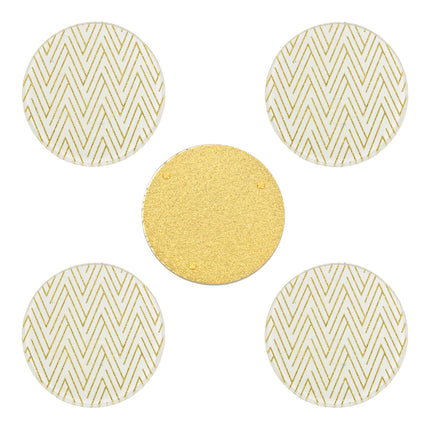 Woondecoratie Glazen Kaarshouder Goud | Set van 5 Witte en Gouden Onderzetters | Diameter 10cm | Hoogte 1cm | Hittebestendig Vlekbestendig | Antislip Onderzetters | Waterdicht en Wasbaar | Perfect Onderzetters voor Huis en Bar