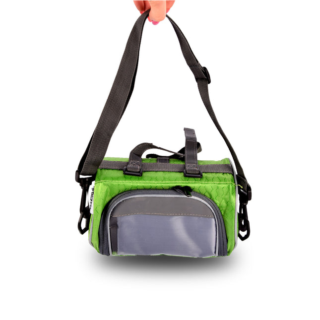 Fietsstuurtas | groen | polyester | stuurtas fiets | met smartphonehouder | waterbestendig | Fietstas | Fietsaccessoires | 21cm*12.5cm