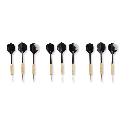 Luxe Zwarte & Gouden Dartpijlenset - Optimaliseer je Dartsprestaties - 9 Stuks - 14cm x 3.5cm x 1.5cm