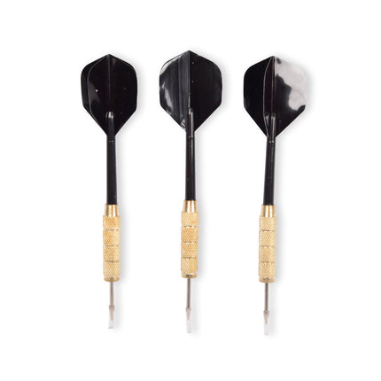 3x Luxe Zwarte & Gouden Dartpijlen Set - Complete Dartset met Dartpijlen en Accessoires - 14cm x 3.5cm x 1.5cm