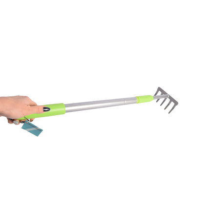 Handige Groen & Silver Tuinhark - Lichtgewicht Tuingereedschap, Hoogte ca. 63-90cm, Breedte 12.5cm, Metaal & Plastic, Inhoud: 1