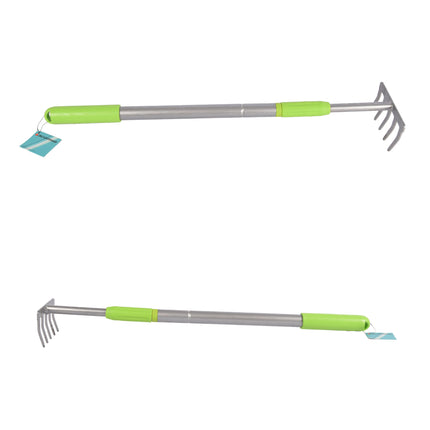 Handige Groen & Silver Tuinhark - Lichtgewicht Tuingereedschap, Hoogte ca. 63-90cm, Breedte 12.5cm, Metaal & Plastic, Inhoud: 1