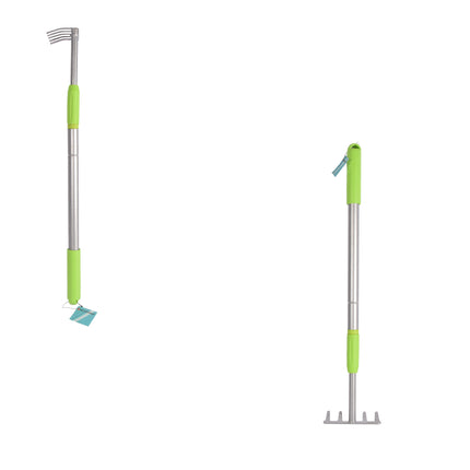 Handige Groen & Silver Tuinhark - Lichtgewicht Tuingereedschap, Hoogte ca. 63-90cm, Breedte 12.5cm, Metaal & Plastic, Inhoud: 1