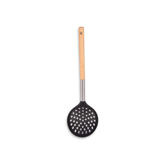 Schuimspaan | Frituurspaan | Schuimlepel | rvs | zwart | groot | 99 g | Keukengerei | 34cm lengte 