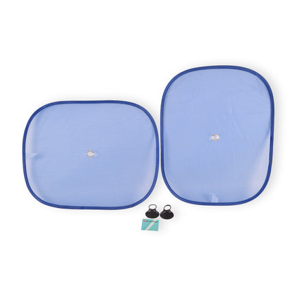 2x Blauwe Zonwering op Maat - Luxe Polyester & Kunststof | Autoaccessoires - Afmetingen: 44x36cm