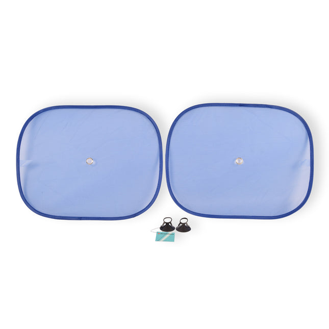 2x Blauwe Zonwering op Maat - Luxe Polyester & Kunststof | Autoaccessoires - Afmetingen: 44x36cm