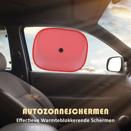 Zonwering op Maat - Rood Zonnescherm voor Auto Zijruiten | Set van 2 | Autoaccessoires | 44x36cm