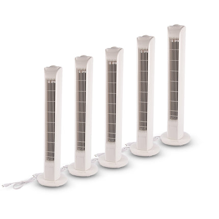 Elegante 5 Stuks Wit Torenventilator | Krachtige Staande Ventilator met 3 Instelbare Snelheden & Oscillatie | 45W | 78cm Hoog | Breedte 12cm | 220-240V/50HZ | Luchtstroom Voor Kantoor En Thuis