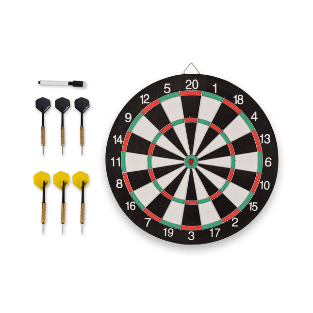  DartBord - incl. 6x Steeltip dartpijlen - Ø bord: 45cm dubbelzijdig speelbaar Steeldarts 