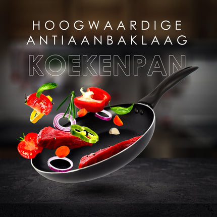 Koekenpan | koekenpannen | Aluminium | ZWART | inductie kookplaat | Rond | Wokpan | 440 g | Koekenpan voor inductie | 43cm*24cm*4.50cm