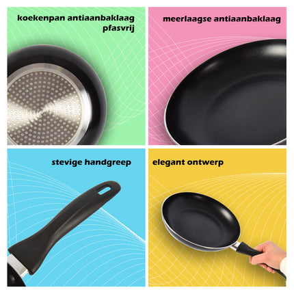 Koekenpan | koekenpannen | Aluminium | ZWART | inductie kookplaat | Rond | Wokpan | 440 g | Koekenpan voor inductie | 43cm*24cm*4.50cm