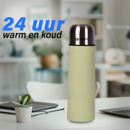 Groene RVS Thermosfles 750ml - Blijf Je Drank Lang Warm of Koud - Diameter 7.50 cm - Perfect voor Thuis, Werk of Onderweg - 27cmx8cm