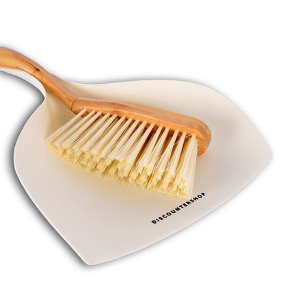 Stoffer | Bamboe | 230 gm | en Blik Set | Beige | Veger | Borstel | Stofveger | Schoonmaakmiddel | Met handgreep  | 4cm*35.5cm*31.5cm